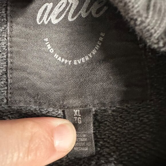 Aerie Womens XL Grey Ribbed Crew Neck Long Sleeve Pullover Sweatshirt - Picture 6 of 11